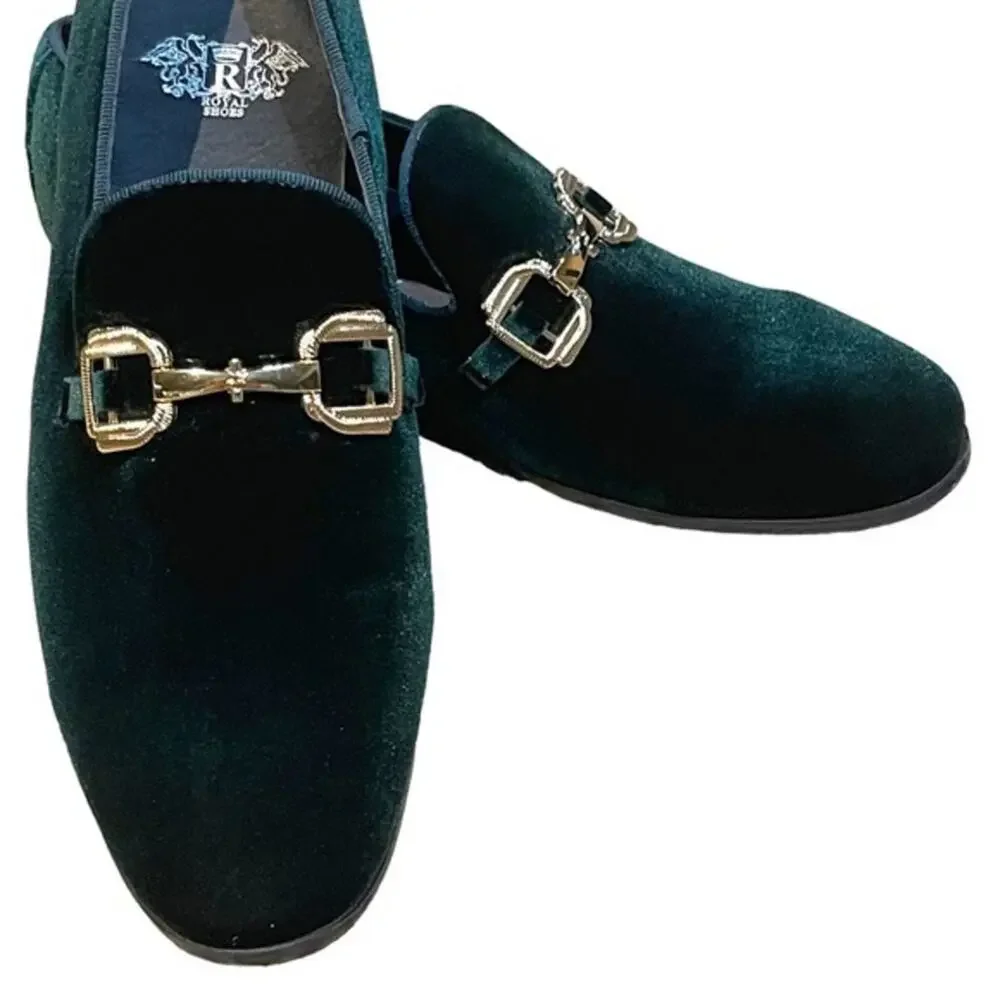 Royal Shoes Collection Smoker Formal Style Green Gold Buckles 8